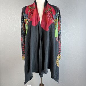 Desigual Womens Boho Floral Open Front Draped Cardigan Size S Wool Blend